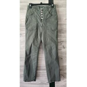 Veronica Beard Arya Straight Leg Army Green Pants size 25 High Rise